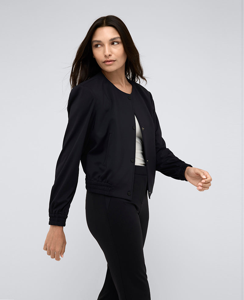 Kenneth Cole - Athletic Stretch Collarless Bomber Jacket WOMENS JACKET for Women