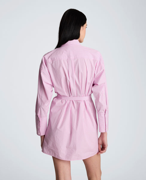 Kenneth Cole Women's Short Drop Shoulder Shirt Dress, Pink, 6, Cotton Kenneth Cole Women's Short Drop Shoulder Shirt Dress, Pink, 6, Cotton