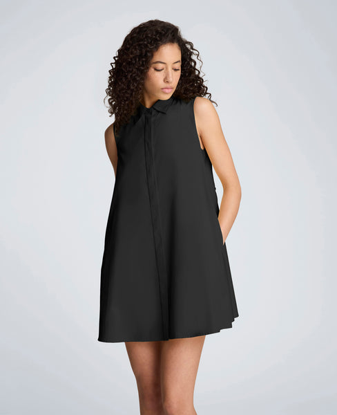 white christmas dresses Shop Cotton Poplin Trapeze Mini Dress – Black