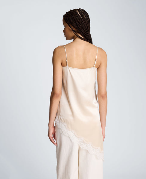 Asymmetric Lace Hem Tunic Cami