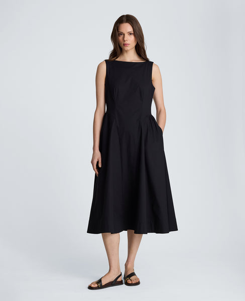 Sleeveless Boat Neck Midi Dress