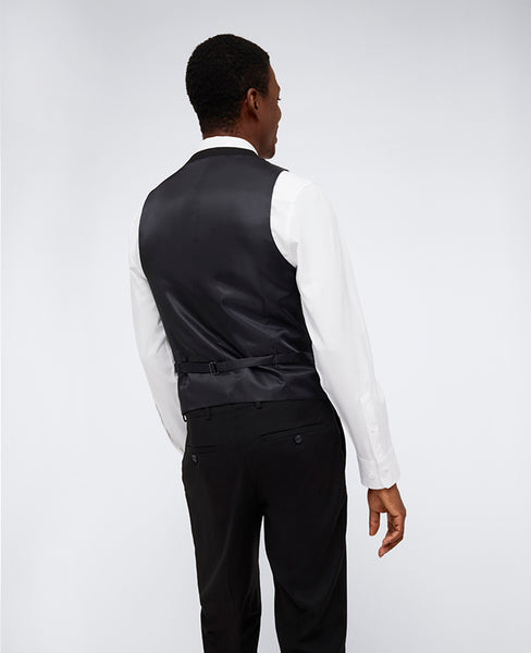 black dress vests for men Kenneth Cole Reaction Men's Slim-Fit Techni-Cole Suit Vest Medium Size:3 - 4 Year Style: Maxi Length Boho Elopement Long Bat fine merino wool Dry