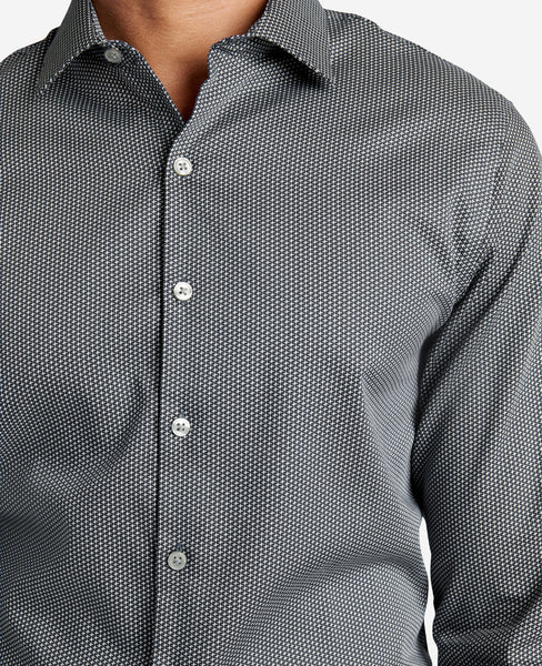 Slim Fit Stretch Dress Shirt Black Smoke Kenneth Cole