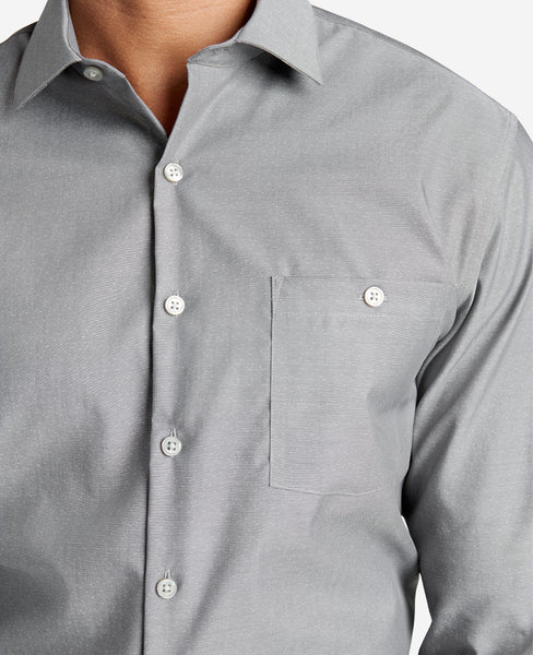 Kenneth Cole | Slim-Fit Button-Down Stretch Dress Shirt with Tek Fit in Eclipse, Size: 16/32 Kenneth Cole | Slim-Fit Button-Down Stretch Dress Shirt with Tek Fit in Eclipse, Size: 16/32