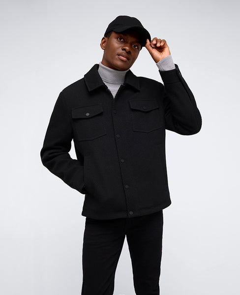 Heavyweight Twill Trucker Jacket – Black | Kenneth Cole