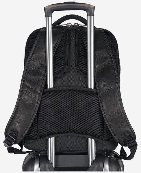 co lab black leather backpack Latico Leathers Explorer Laptop recycled textured vegan leather Compartments Colombian Leather Backpack