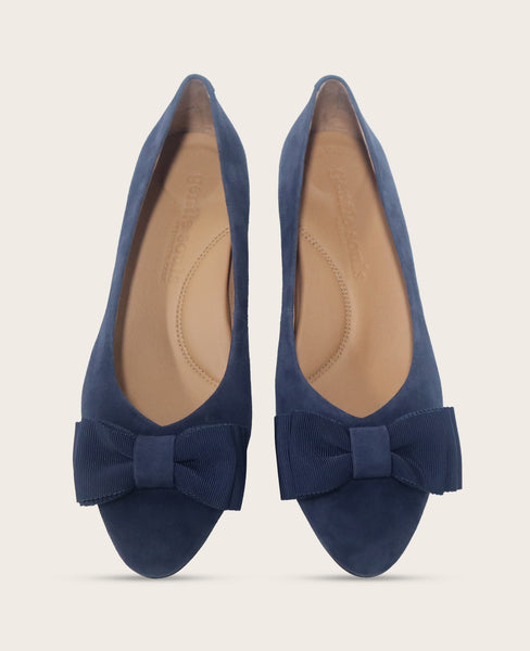 navy blue womens flat dress shoes Shop Gentle Souls Atlas Navy Suede Bow Flat