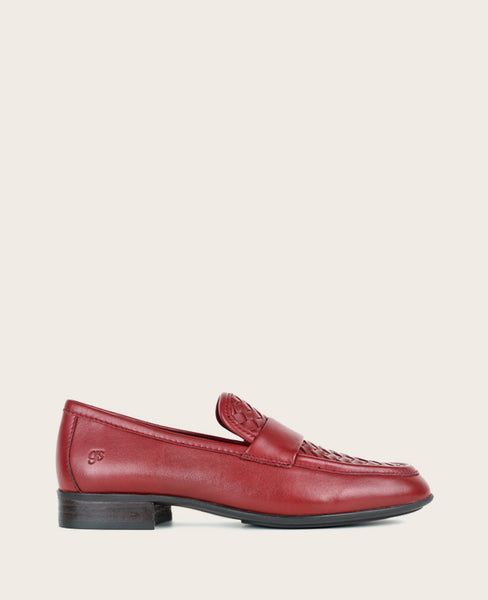 Shop Crew Rio Red Woven Leather Loafer, Gentle Souls | KC