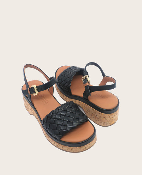 Shop Dorris Black Cork Platform Sandal, Gentle Souls | KC