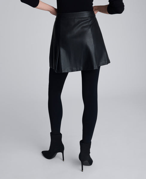 Faux Leather Pleated Mini Skirt