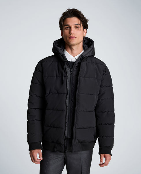 REACTION - Oxford Hood Bomber Jacket for Men, Black | KC