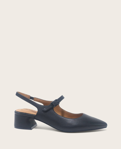 Shop Gladys Black Leather Slingback | Gentle Souls by KC