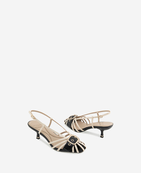 Glenda Patent Combo Caged Buckle Sandal | Kenneth Cole