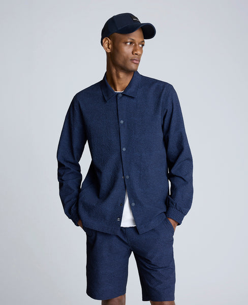 Men's Navy Seersucker Jacket Lightweight & Moisture-Wicking