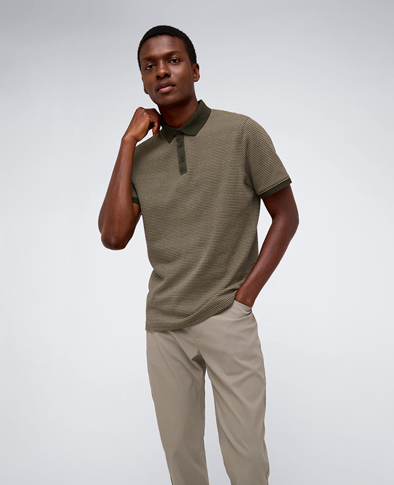 Kenneth Cole - Contrast Placket Button Polo MENS KNITS for Men