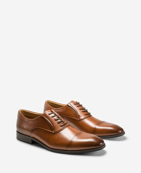 mens brown oxford dress shoes Shop REACTION Heath Cap Toe Oxford – Cognac Men
