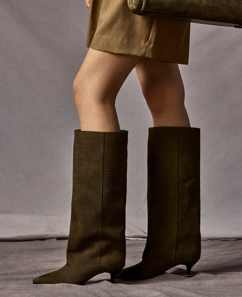 Brisbane Croco Suede Tall Shaft Boot