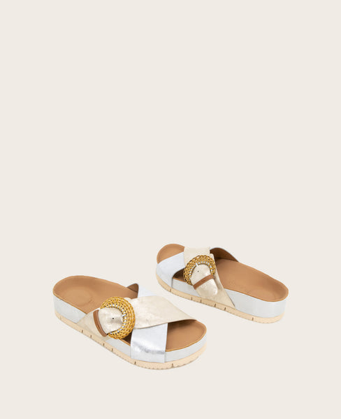 GENTLE SOULS - Louisa X Band Metallic Combo Platform Slip On