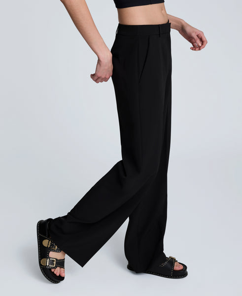 Shop Luxe Twill Wide Leg Pant – Black | Kenneth Cole