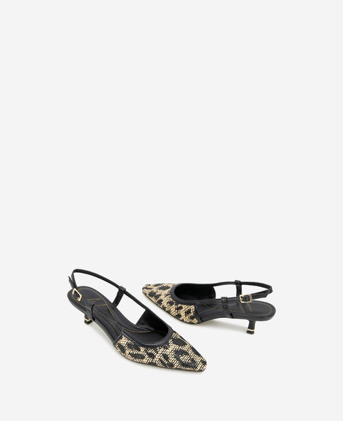 ★PEDRO★Kenzie Slingback Mules ミュール/送料込 Martha Leopard Raffia Kitten Heel Slingback