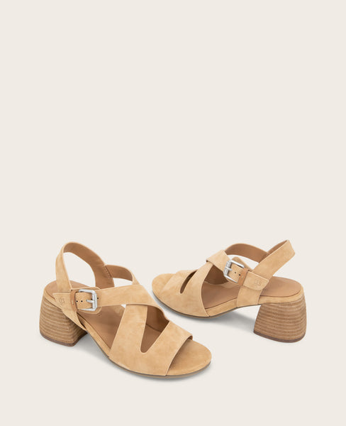 Shop Mela Suede Cross Strap Sandal Tan | Gentle Souls by KC
