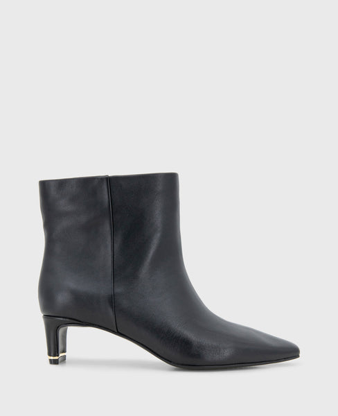 Shop Miranda Black Leather Heel Bootie | Kenneth Cole