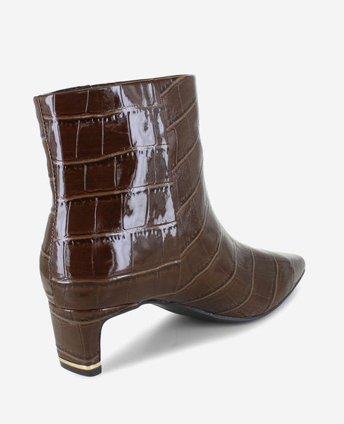 Shop Miranda Chocolate Croco Heel Bootie | Kenneth Cole