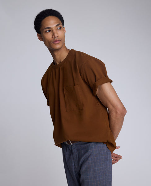 Shop Oversized Tee: Brown Crewneck, Stretch Cotton | KC