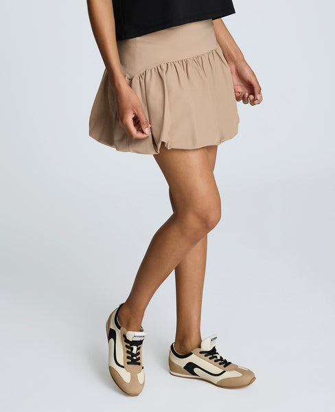 Pull-On Bubble Hem Mini Skirt
