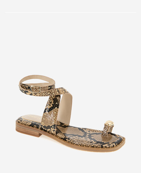 LP SANDALS 25S IN MOSS GREEN LAMBSKIN SNAKE EMBOSSING main image 1