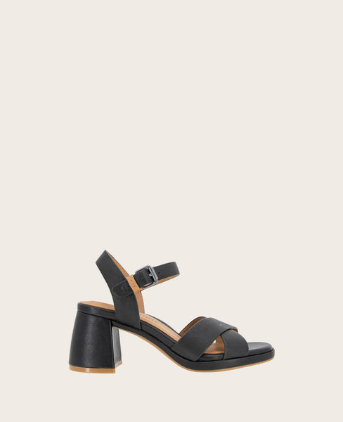 Shop Gentle Souls Rimini Black Leather X Heel Sandal | KC