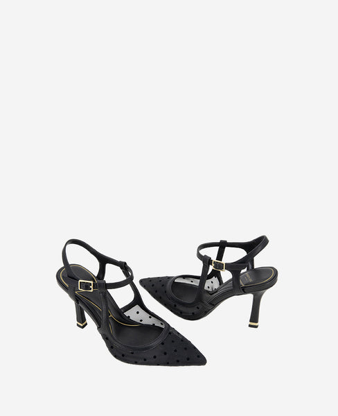 Shop Romi Mesh Ankle Slingback Heel – Black | Kenneth Cole