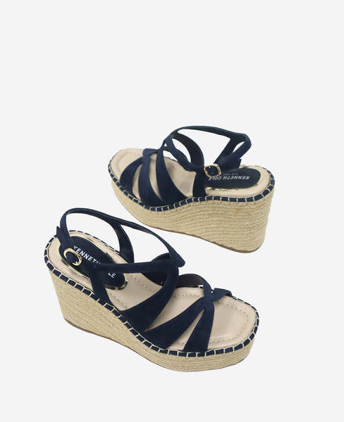 Shop Women's Navy Suede Espadrille Wedge Sandal | KC | Kenneth Cole