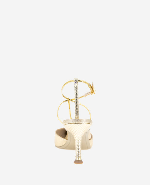 Umi Gold Snake T-Strap Metallic Heel Pump | Kenneth Cole