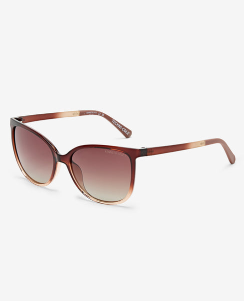 Kenneth Cole‎ City of Angles Rectangular Sunglasses Dark Brown Preppy Classic Kenneth Cole L135 City of Angels Square Plastic Sunglasses  main image 3