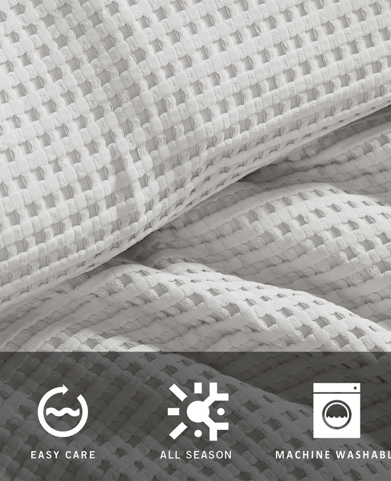 Kenneth Cole - Reversible Solid Grey Waffle Comforter Set HOME BEDDING
