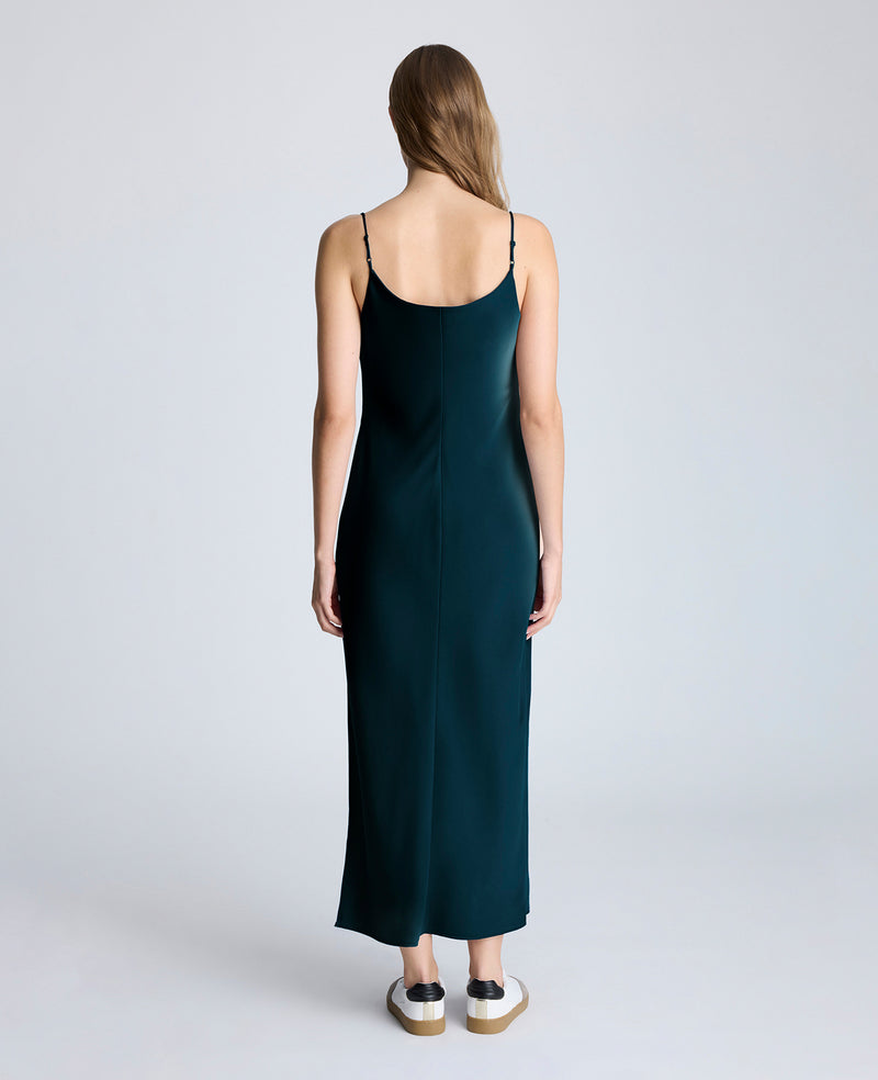 slip dress with slit Women's Dresses Cowl Neck Open Back Split Thigh Satin Dress for Women (Color : Dark Green, Size : Medium) : Clothing, Shoes & Jewelry FIT Raquelle is wearing a Small Height Midi Slip Dress with Side