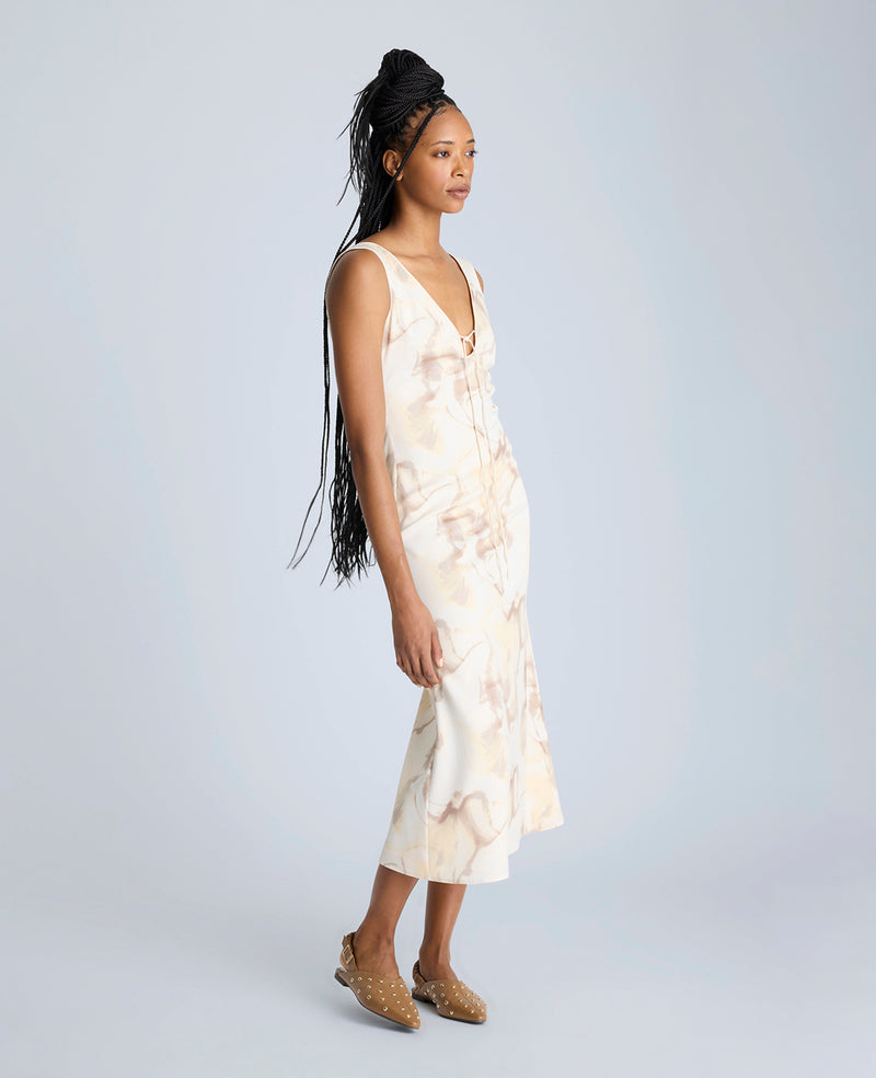Sleeveless V-Neck Midi Dress Oyster Multi | Kenneth Cole Sleeveless V-Neck Midi Dress Oyster Multi | Kenneth Cole