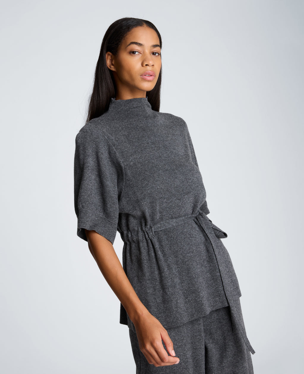 Kenneth Cole - Short Sleeve Tunnel Belt Mock Neck Sweater WOMENS SWEATER for Women 