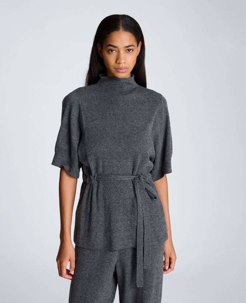 Kenneth Cole - Short Sleeve Tunnel Belt Mock Neck Sweater WOMENS SWEATER for Women
