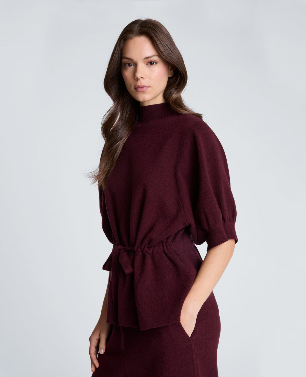 Kenneth Cole - Short Sleeve Tunnel Belt Mock Neck Sweater WOMENS SWEATER for Women 