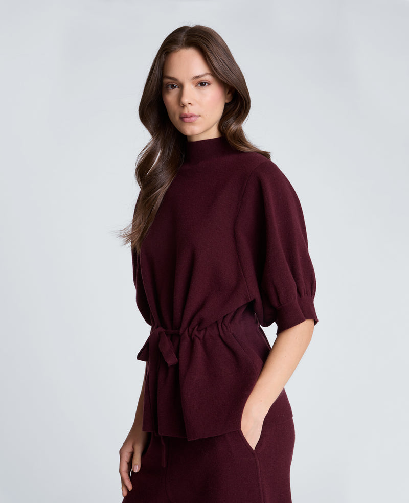 Kenneth Cole - Short Sleeve Tunnel Belt Mock Neck Sweater WOMENS SWEATER for Women