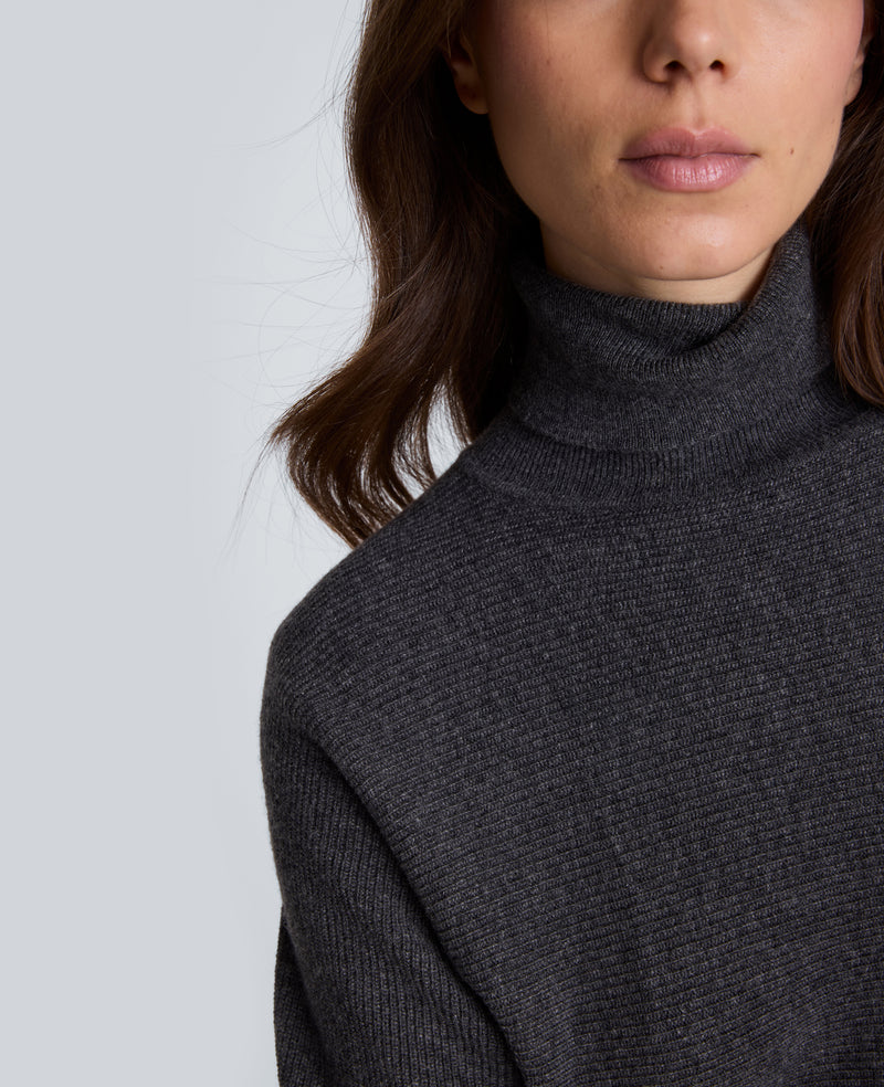 Kenneth Cole - Horizontal Shaker Crop Turtleneck WOMENS SWEATER for Women