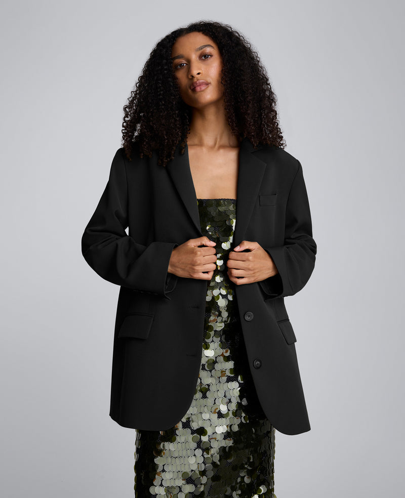 Luxe Twill Boyfriend Blazer – Oversized Black Kenneth Cole