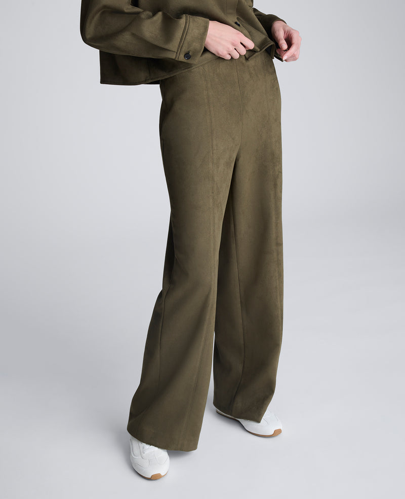 Faux Suede Pull On Wide Leg Pant - Main Image