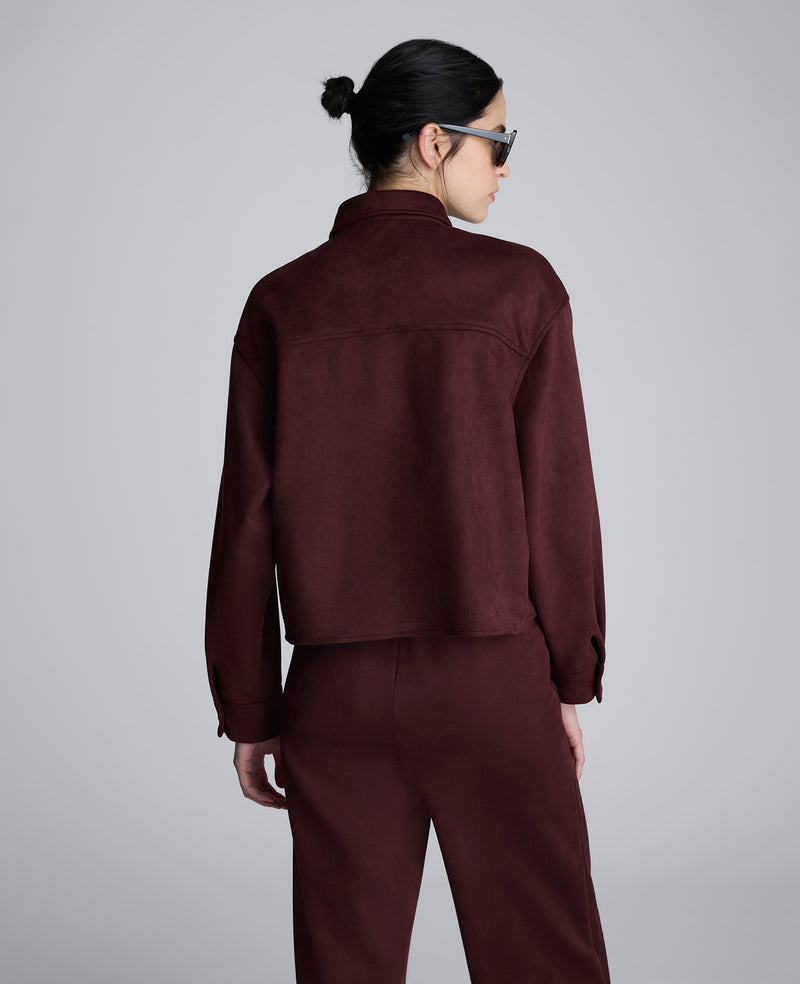 Kenneth Cole - Faux Suede Button Front Cropped Knit Shirt WOMENS KNITS for Women