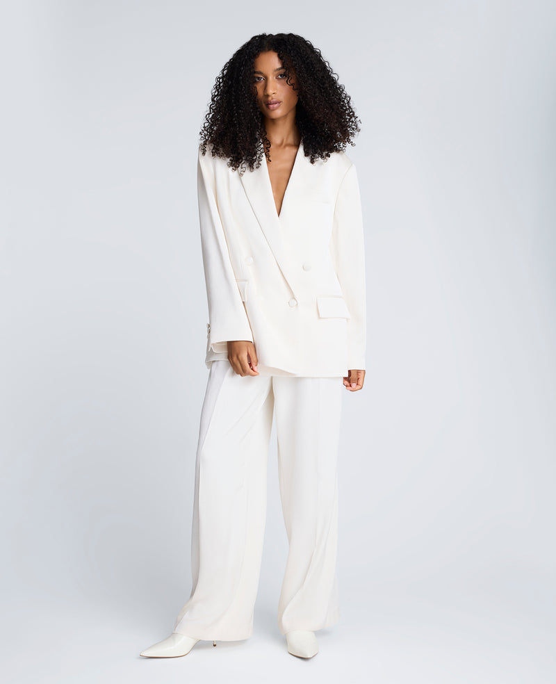 Washed Satin Double-Breasted Jacket Oyster | Kenneth Cole