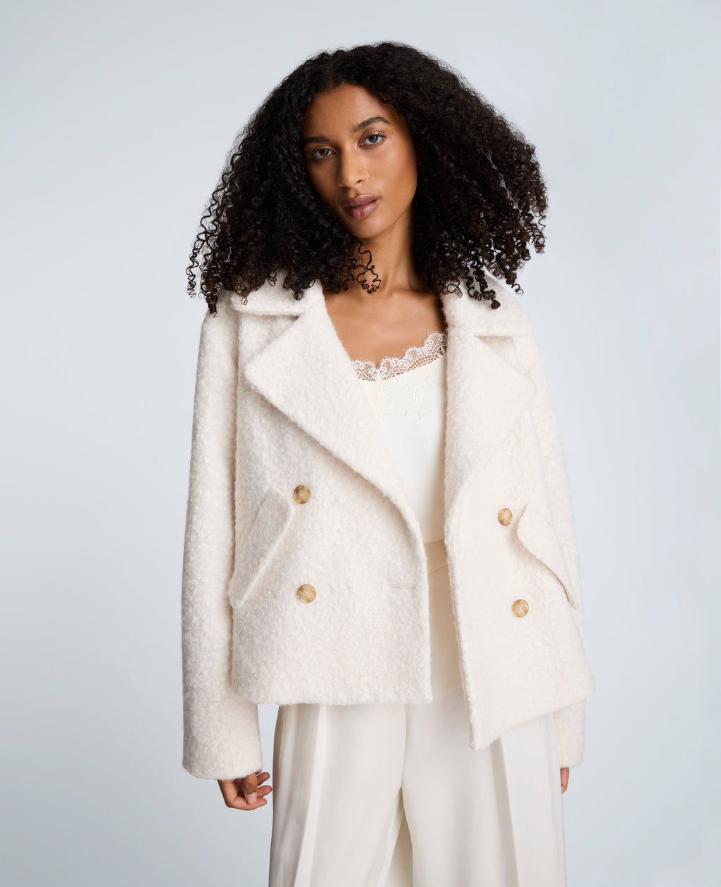 Kenneth Cole - Cropped Peacoat with Flap Pockets WOMENS JACKET for Women 