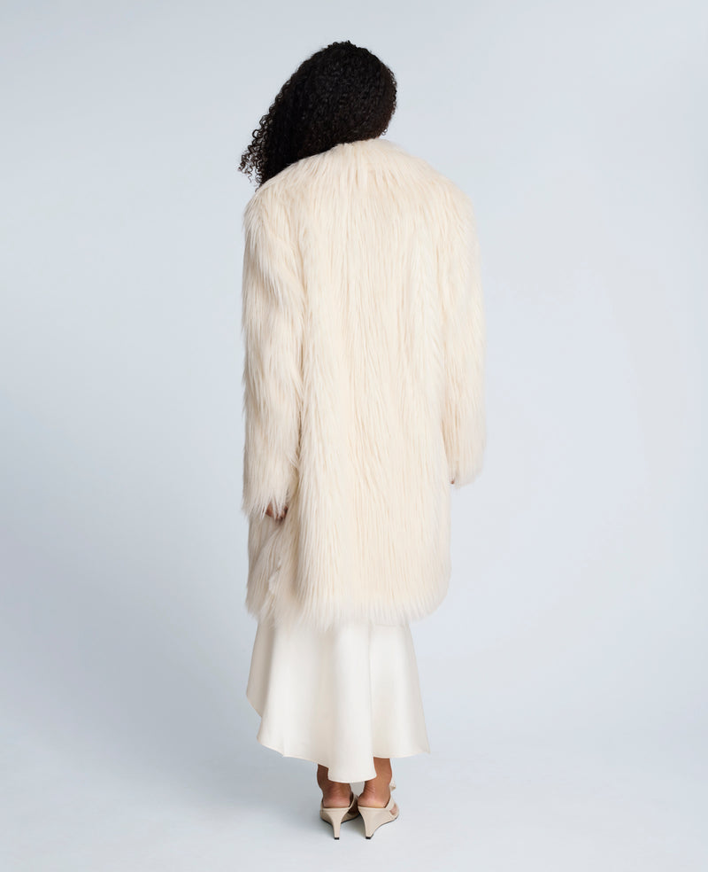Shop Faux Fur Midi Jacket in Oyster | Kenneth Cole