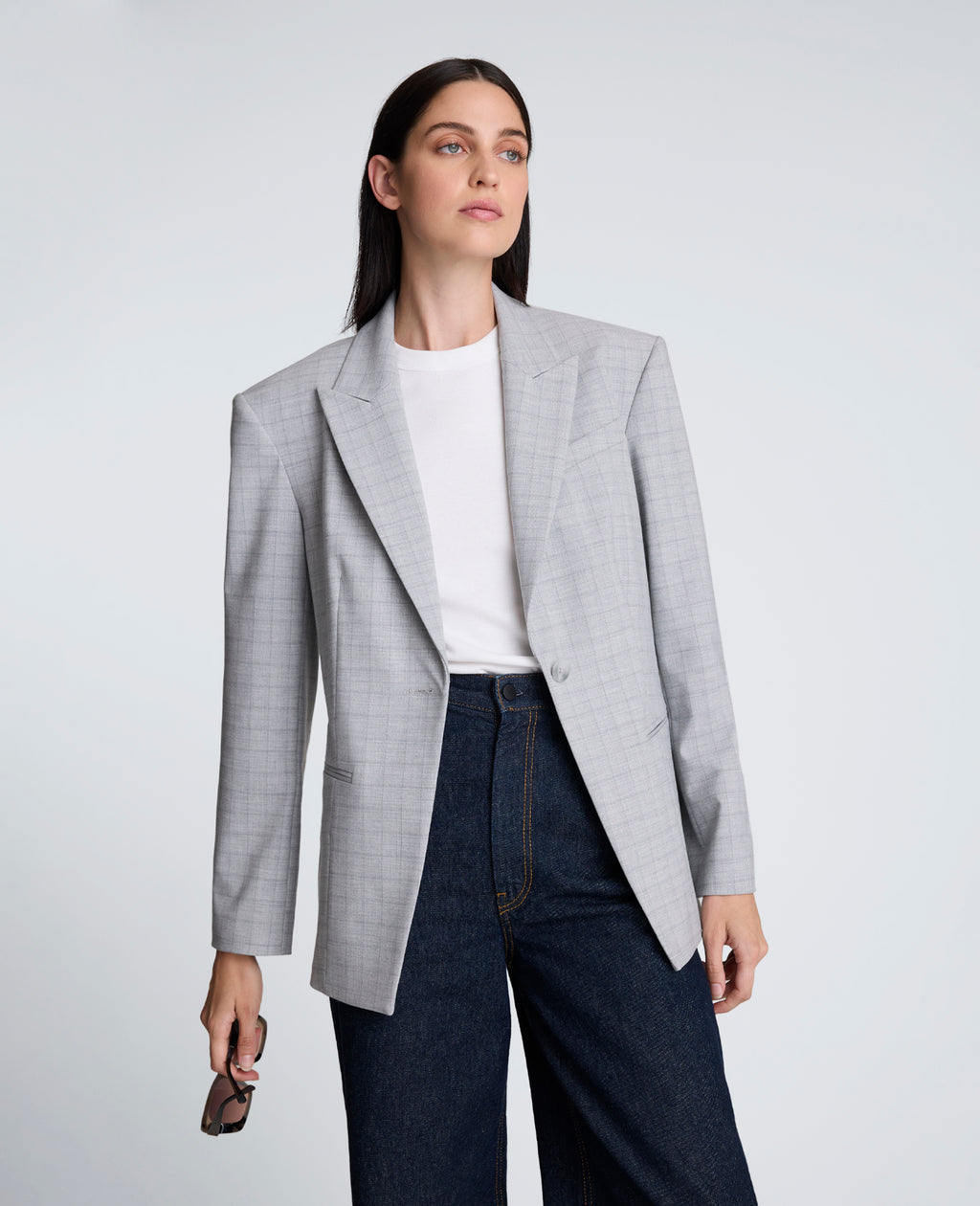 Kenneth Cole - Plaid Slim One Button Jacket with Peak Lapel WOMENS JACKET for Women 